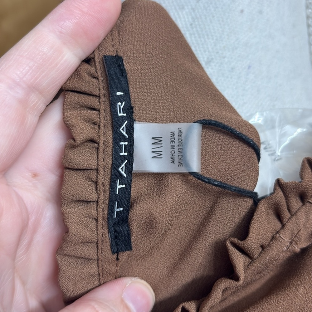 NWT Tahari Hazelnut Brown Long Sleeve Top Size M - Picture 6 of 11